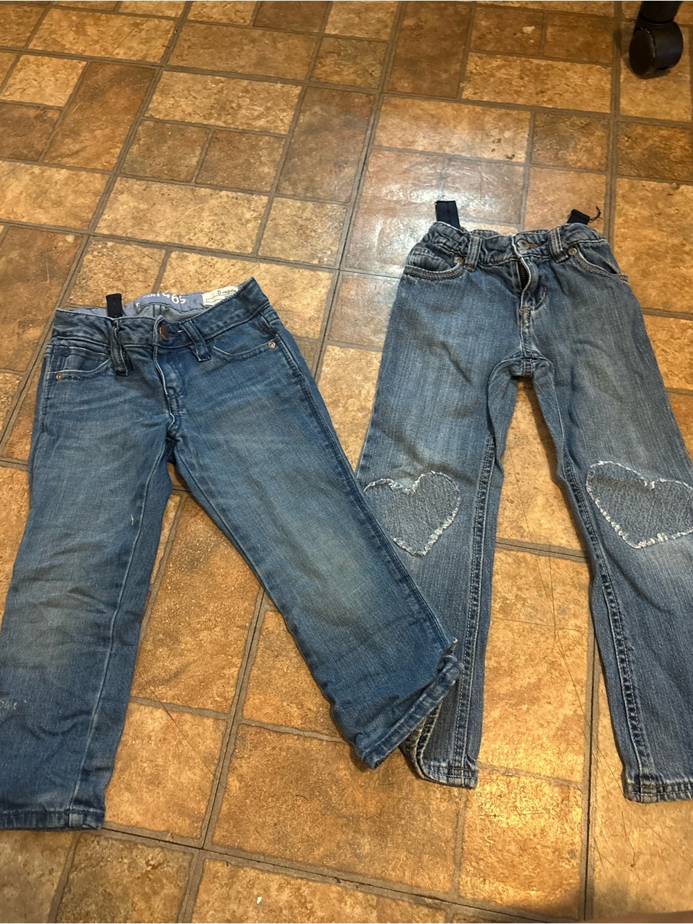 GAP Relaxed Fit Blue Denim Jeans with Heart Knee Patch